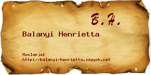Balanyi Henrietta névjegykártya